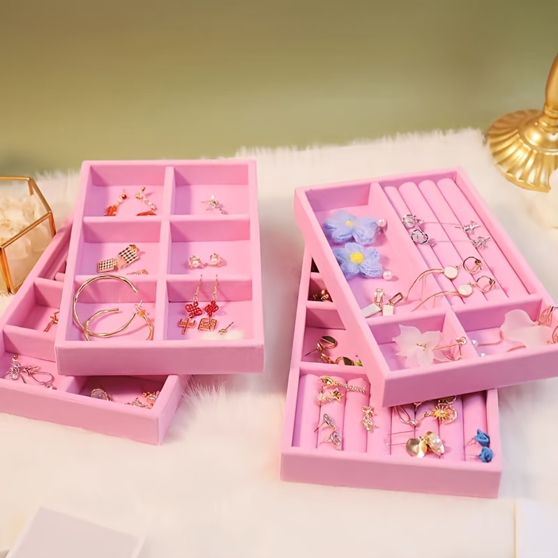 Stackable Jewelry Storage Boxes with Velvet Tray
